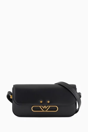 Eagle Logo Crossbody Phone Case in Leather