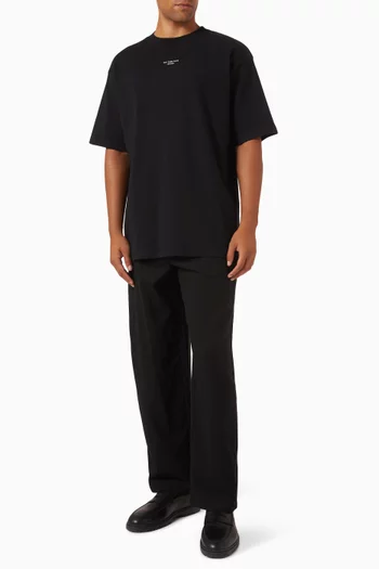 تي شيرت كلاسيك بعبارة نصية قطن بنسيج متشابك