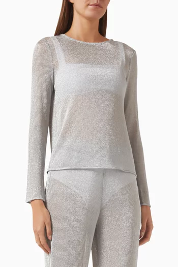 Interlock Sheer Long-sleeve Top in Knit