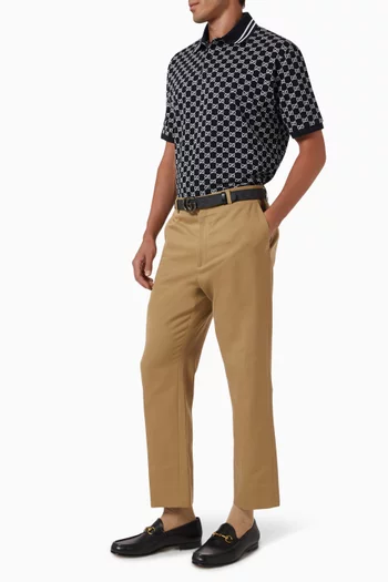 تي شيرت بولو بنقشة حرفي GG من الجاكار قطن جيرسيه