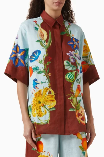Dahlia Floral Shirt in Linen