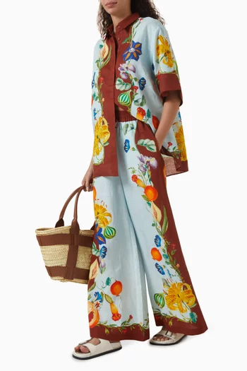 Dahlia Floral Pants in Linen