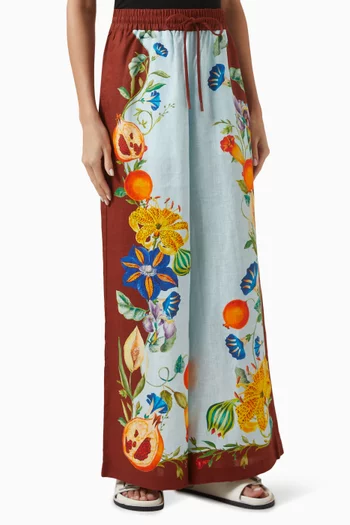 Dahlia Floral Pants in Linen
