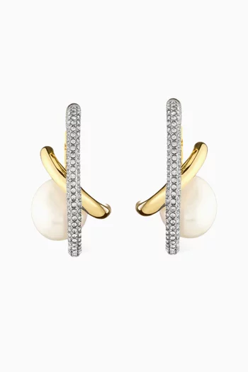 Waverly Pavé Earrings in 12kt Gold & Silver-plated Brass