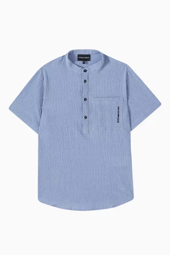Stand-up Collar Shirt in Cotton-blend