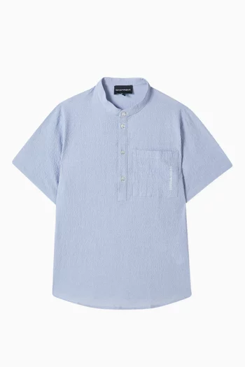 Stand-up Collar Shirt in Cotton-blend