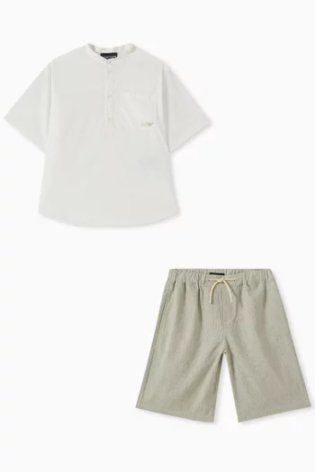 Bermuda Shorts & Shirt in Linen-blend