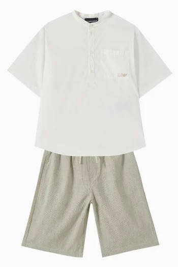 Bermuda Shorts & Shirt in Linen-blend
