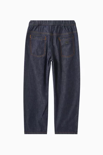 Elasticated Pants in Cotton-denim