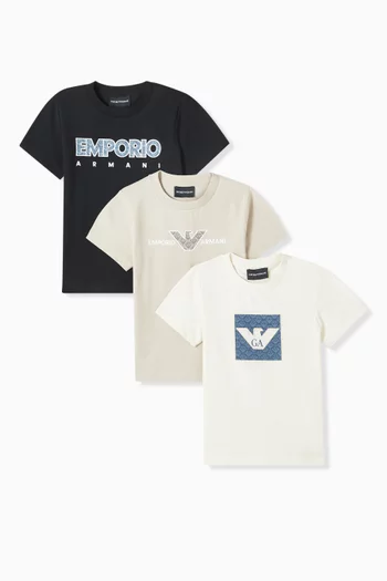 Logo T-shirts in Cotton, Set of 3