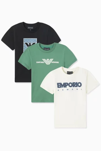 Logo T-shirts in Cotton, Set of 3