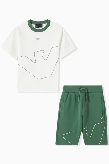 Logo T-shirt & Shorts Set in Cotton