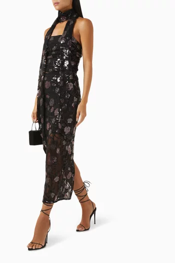 Floral Sequin-embellished Midi Skirt in Lace