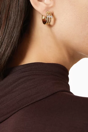 Round CZ Hoop Earrings in Gold-plated Brass