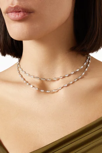 Marquis Layered Bar Necklace in Rhodium-plated Brass