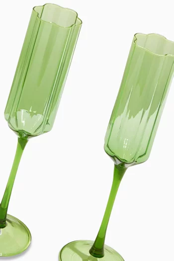 Wave Flutes in Glass, Set of 2