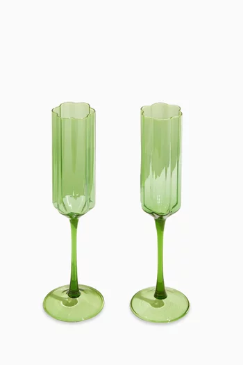 Wave Flutes in Glass, Set of 2