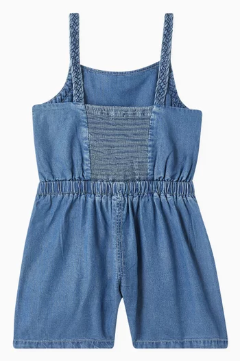 Braided-trim Romper in Denim
