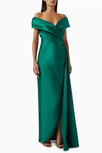 Off-shoulder Gown in Mikado