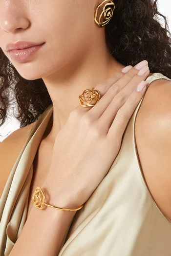 Floral Vortex Ring in 24kt Gold-plated Brass