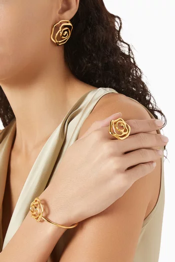 Floral Vortex Earrings in 24kt Gold-plated Brass