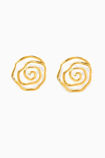 Floral Vortex Earrings in 24kt Gold-plated Brass