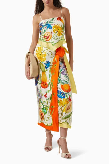 Flores Scarf Top in Silk Twill