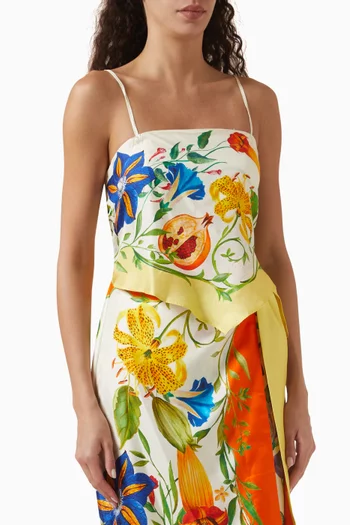 Flores Scarf Top in Silk Twill