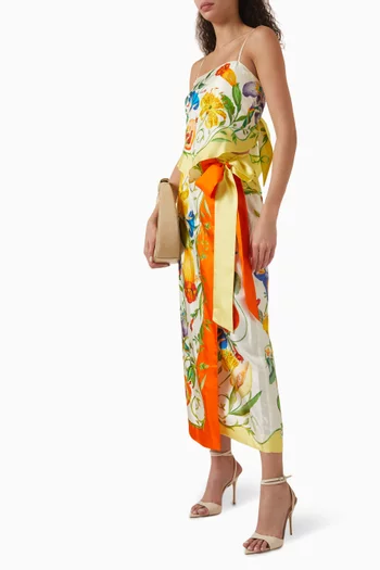 Flores Sarong Skirt in Silk Twill