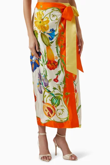 Flores Sarong Skirt in Silk Twill
