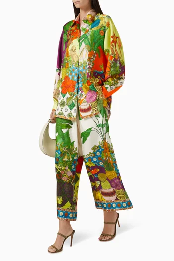 Tiger Wide-leg Pants in Silk Twill