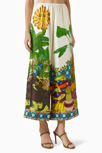 Tiger Wide-leg Pants in Silk Twill
