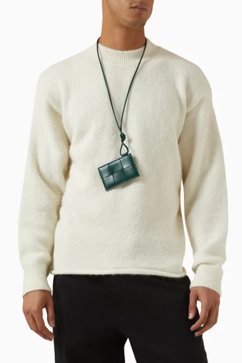 Cassette Badge Holder in Intreccio Nappa Leather