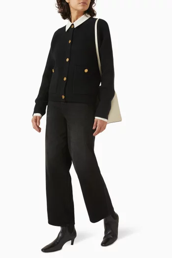 Hammered Button Cardigan in Wool-cashmere