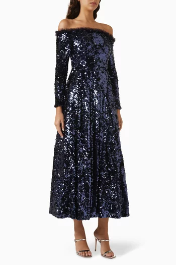 Hallie Sequin Off-shoulder Gown in Tulle