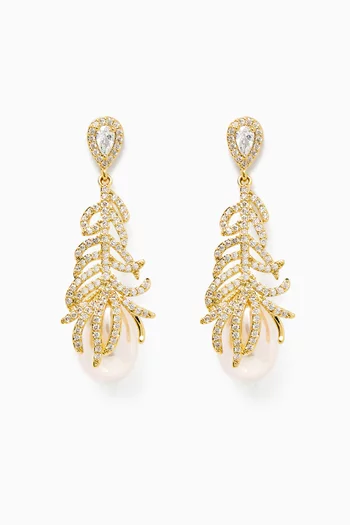 Callista Pearl Drop Earrings in 18kt Gold-plated Copper