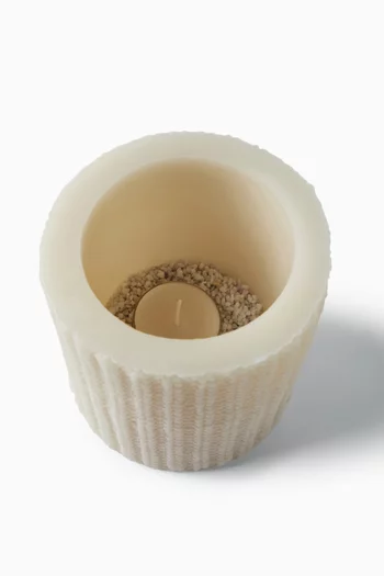 Large Rib-knit Effect Candle Lantern in Wax