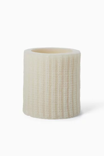 Large Rib-knit Effect Candle Lantern in Wax