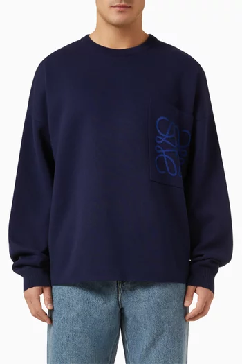 Anagram Pocket Sweater in Cotton-knit