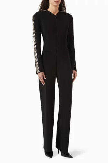 جمبسوت بحلي معدنية وسحّاب أمامي بوليستر ليكرا مطاطي