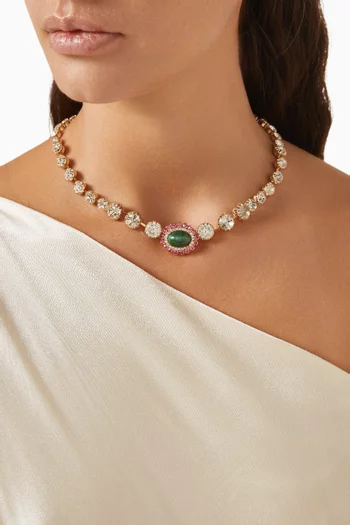 قلادة إسينشيا مرصعة بكريستال نحاس مطلي ذهب