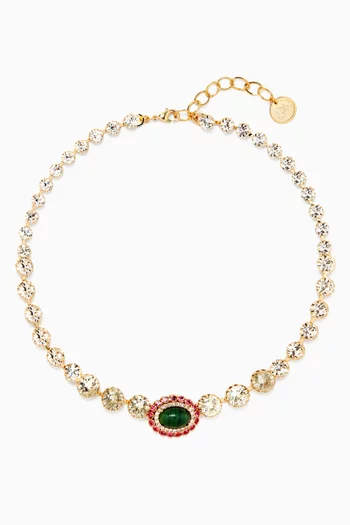 قلادة إسينشيا مرصعة بكريستال نحاس مطلي ذهب