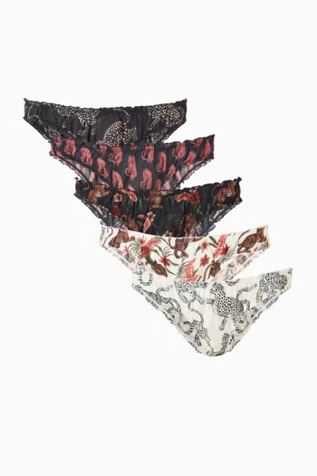 Printed Briefs in Cotton, Set of 5