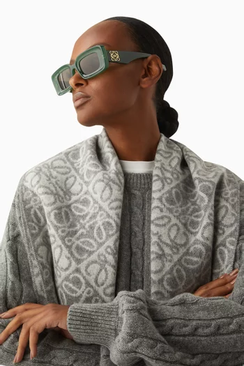 نظارة شمسية بشعار الماركة وإطار مستطيل أسيتات