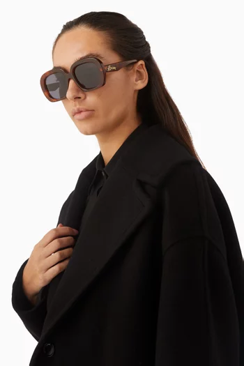 Oversized Square Slim Sunglasses in Acetate