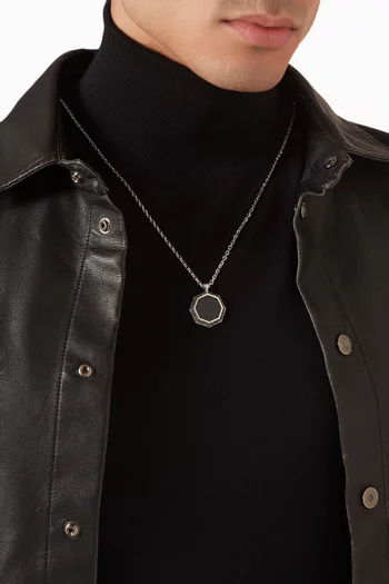 Octagon Onyx Amulet Necklace in Sterling Silver