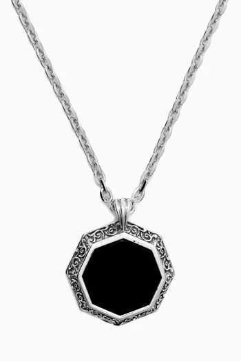 Octagon Onyx Amulet Necklace in Sterling Silver