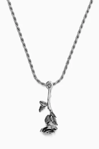 Blooming Rose Pendant Necklace in Sterling Silver