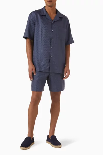 Zigzag Bowling Shirt in Cotton-blend