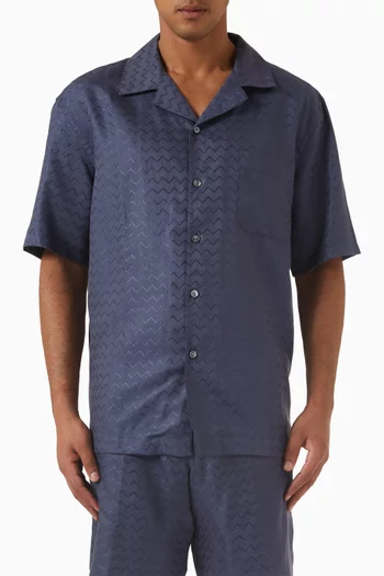 Zigzag Bowling Shirt in Cotton-blend